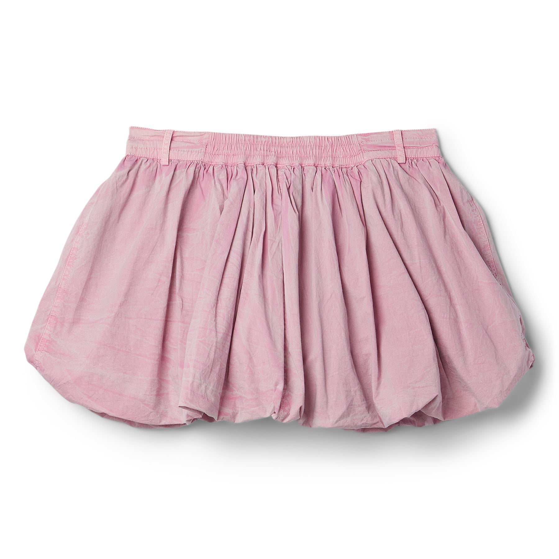 GANNI Washed Stretch Cotton Mini Bubble Skirt (Bleached Mauve)