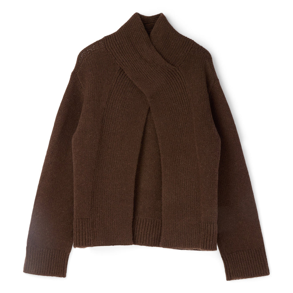 GANNI Open Back Pullover Sweater (Shaved Chocolate) Top