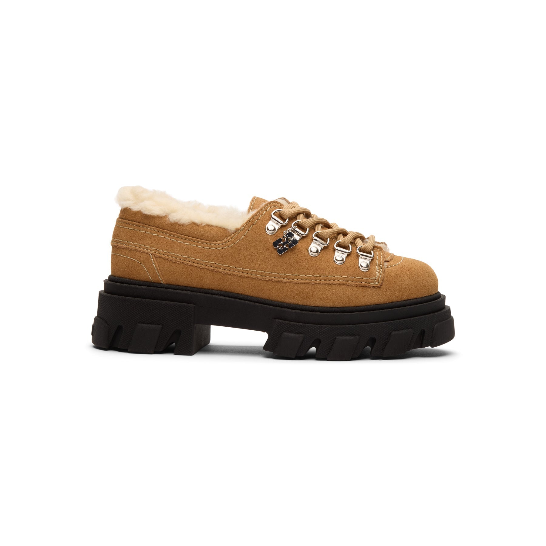 ganni-cleated-derbies-suede-cognac  Footwear
