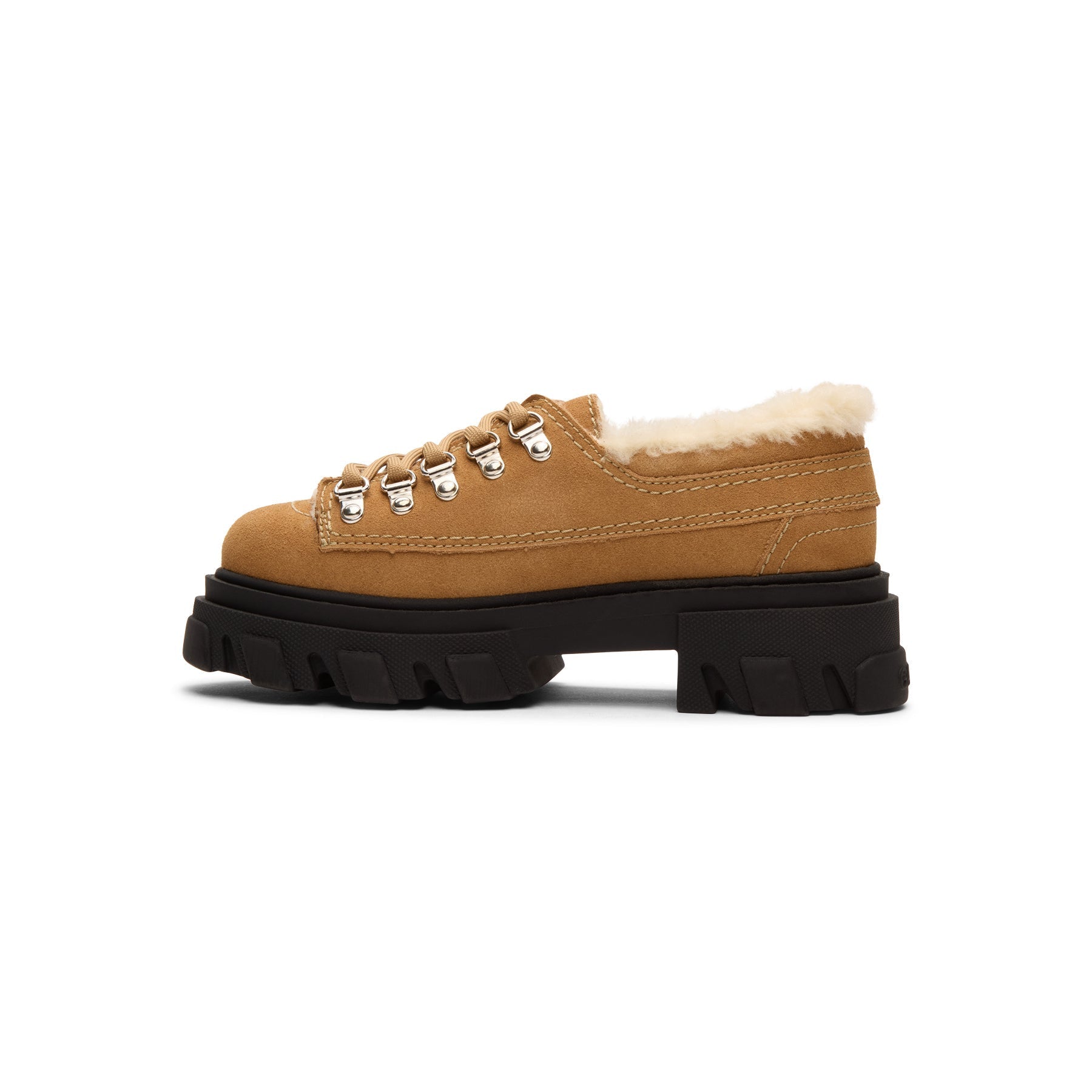 ganni-cleated-derbies-suede-cognac  Footwear