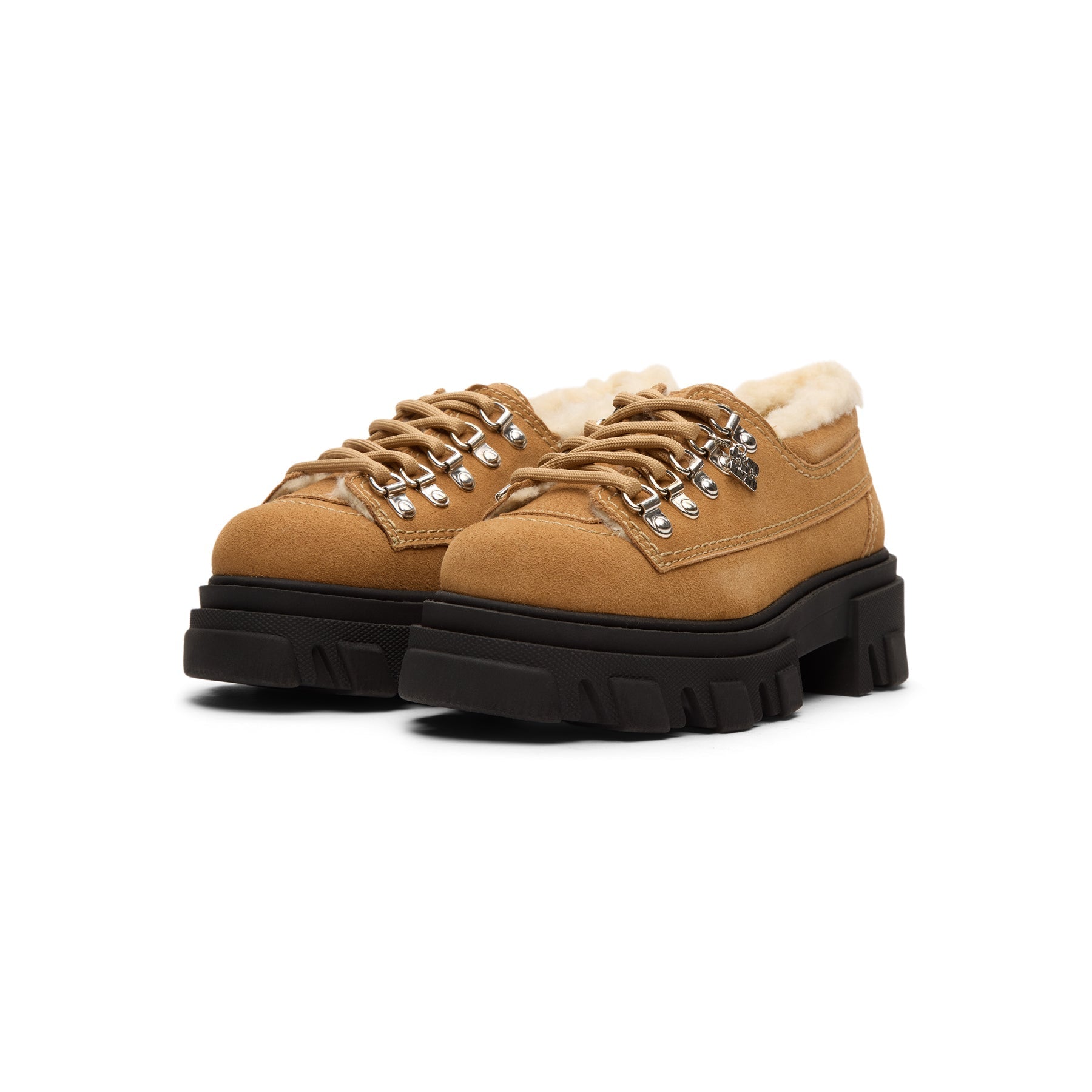 ganni-cleated-derbies-suede-cognac  Footwear
