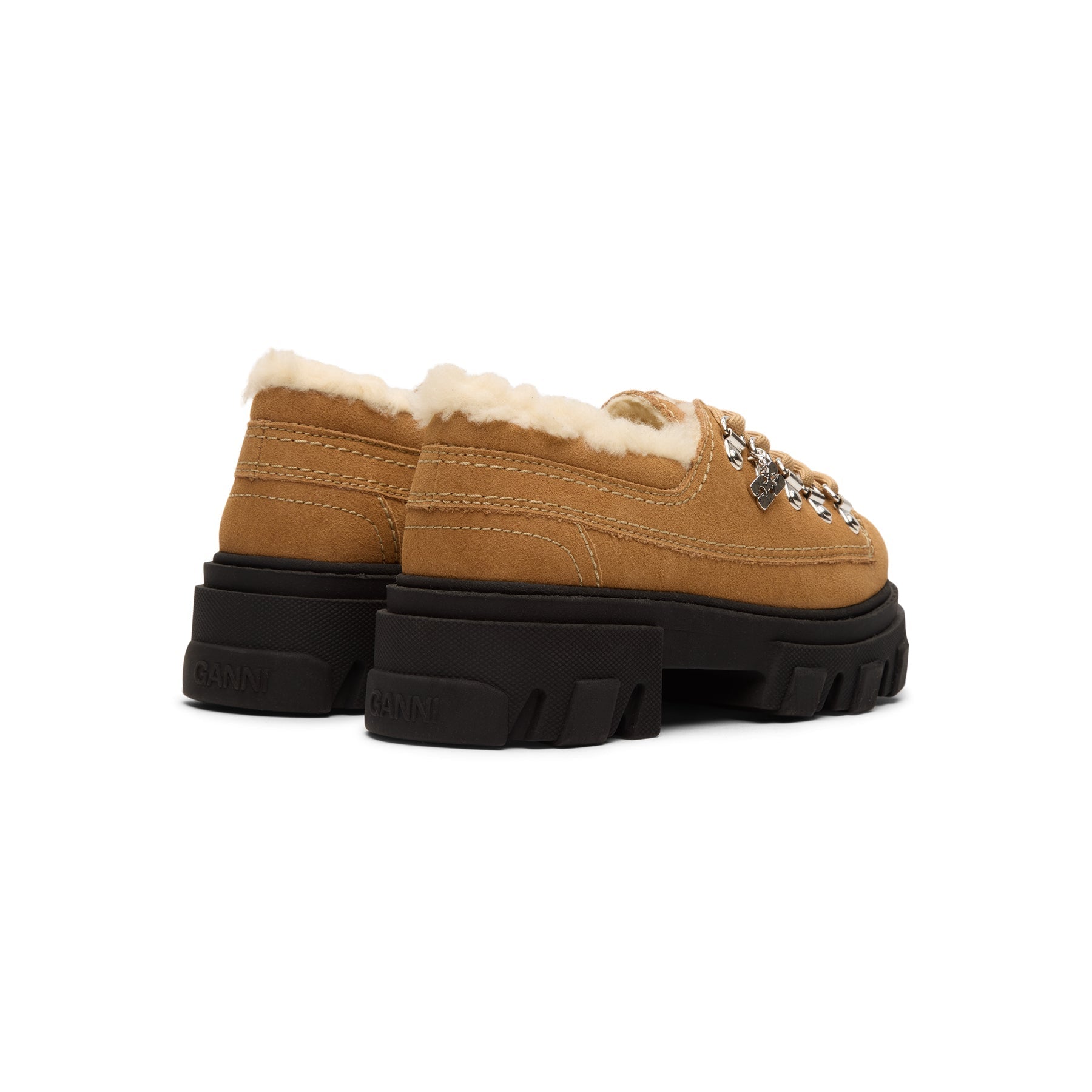 ganni-cleated-derbies-suede-cognac  Footwear