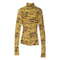 GANNI Zebra Print Jersey Turtleneck (Khaki) Top