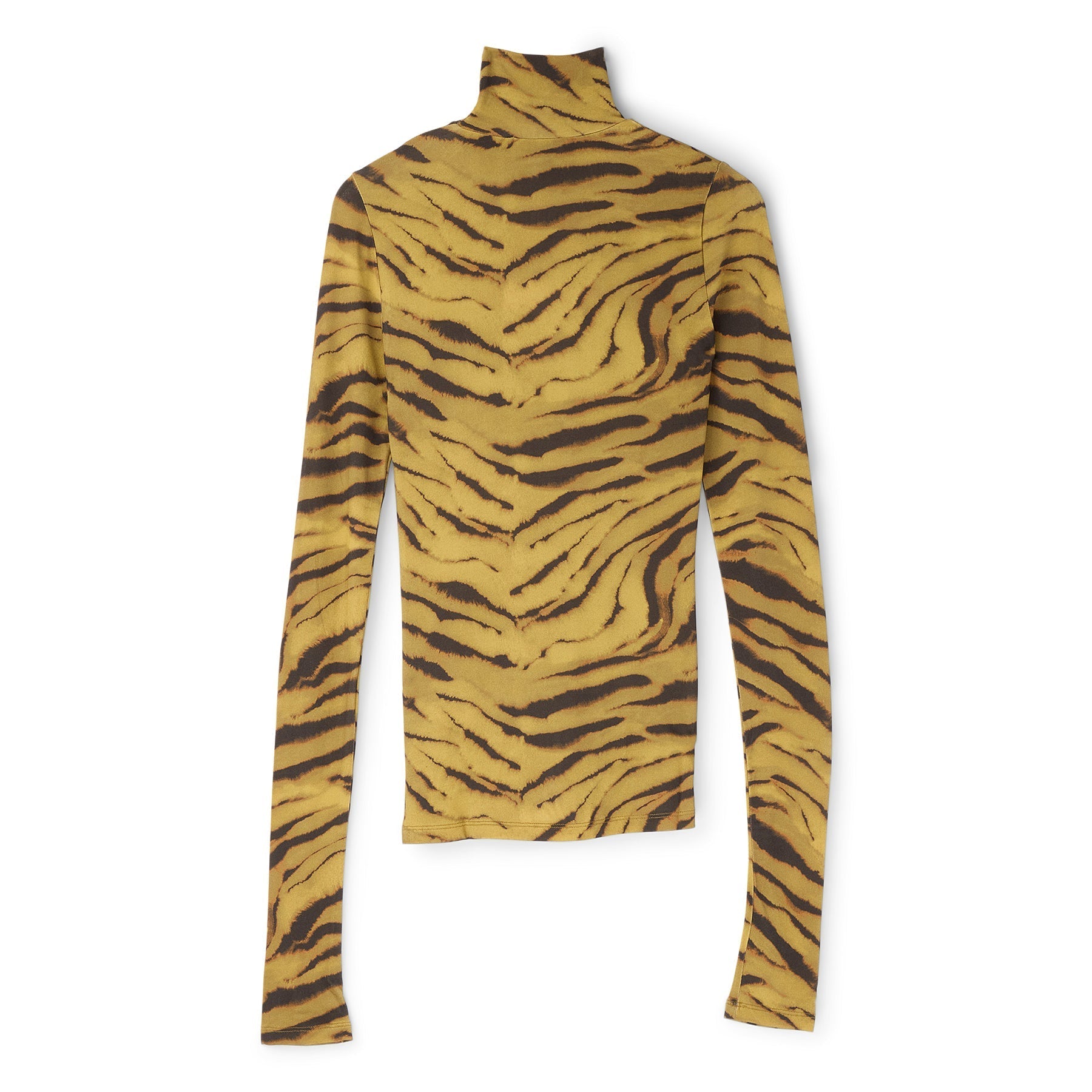 GANNI Zebra Print Jersey Turtleneck (Khaki) Top