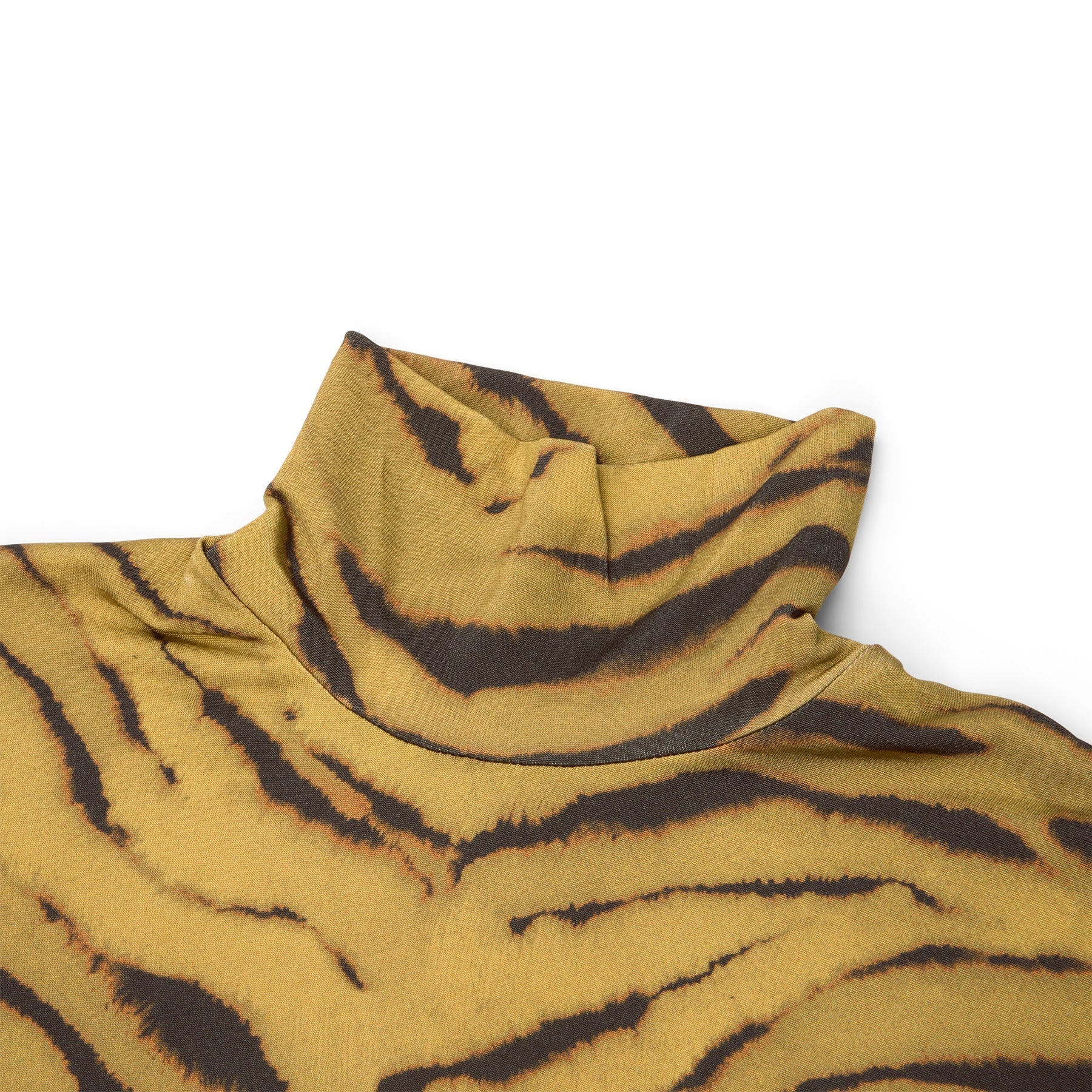 GANNI Zebra Print Jersey Turtleneck (Khaki) Top
