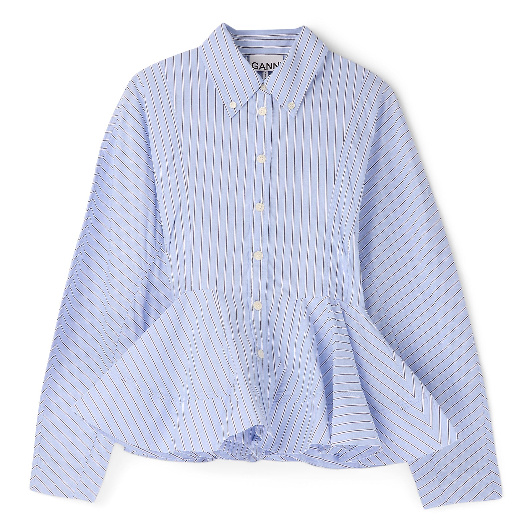 GANNI Stripe Peplum Shirt (Lavender Lustre) Top