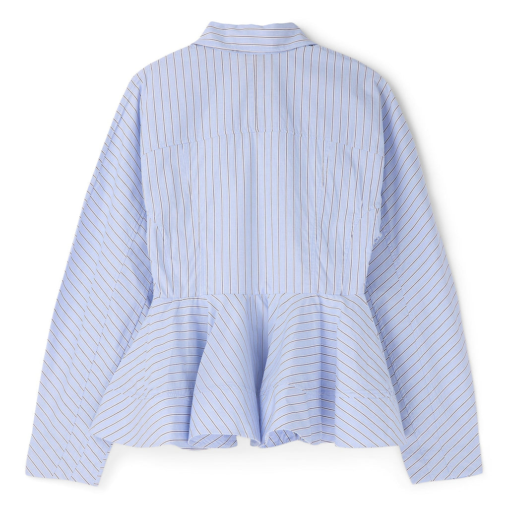 GANNI Stripe Peplum Shirt (Lavender Lustre) Top