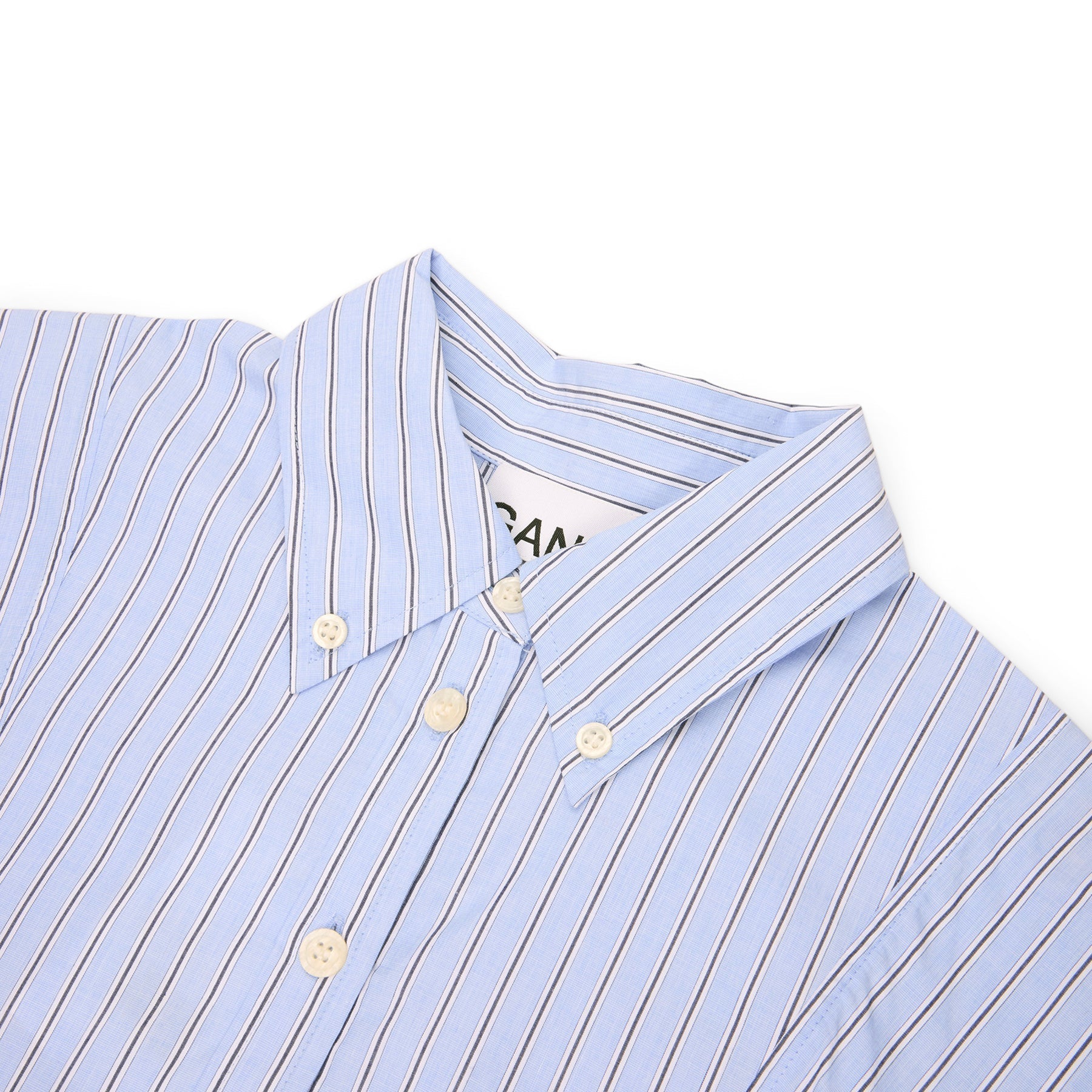 GANNI Stripe Peplum Shirt (Lavender Lustre) Top