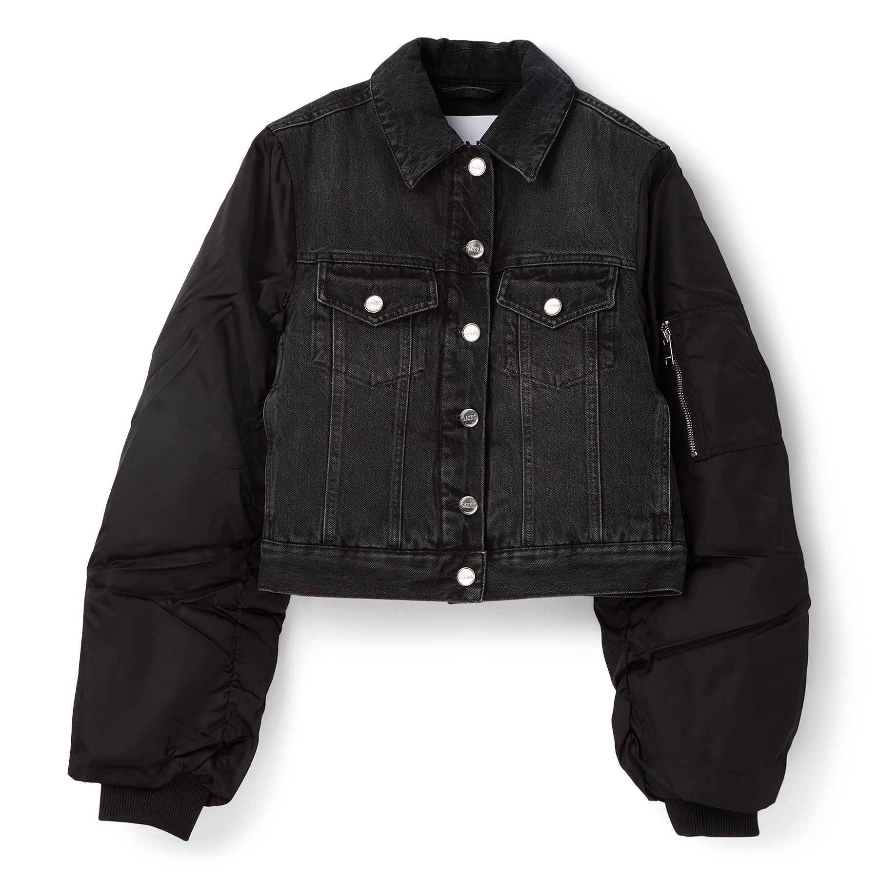 GANNI Rigid Denim Jacket (Black Washed) Top