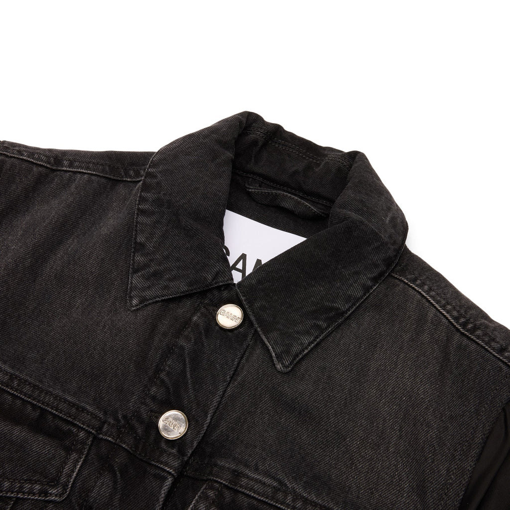 GANNI Rigid Denim Jacket (Black Washed) Top