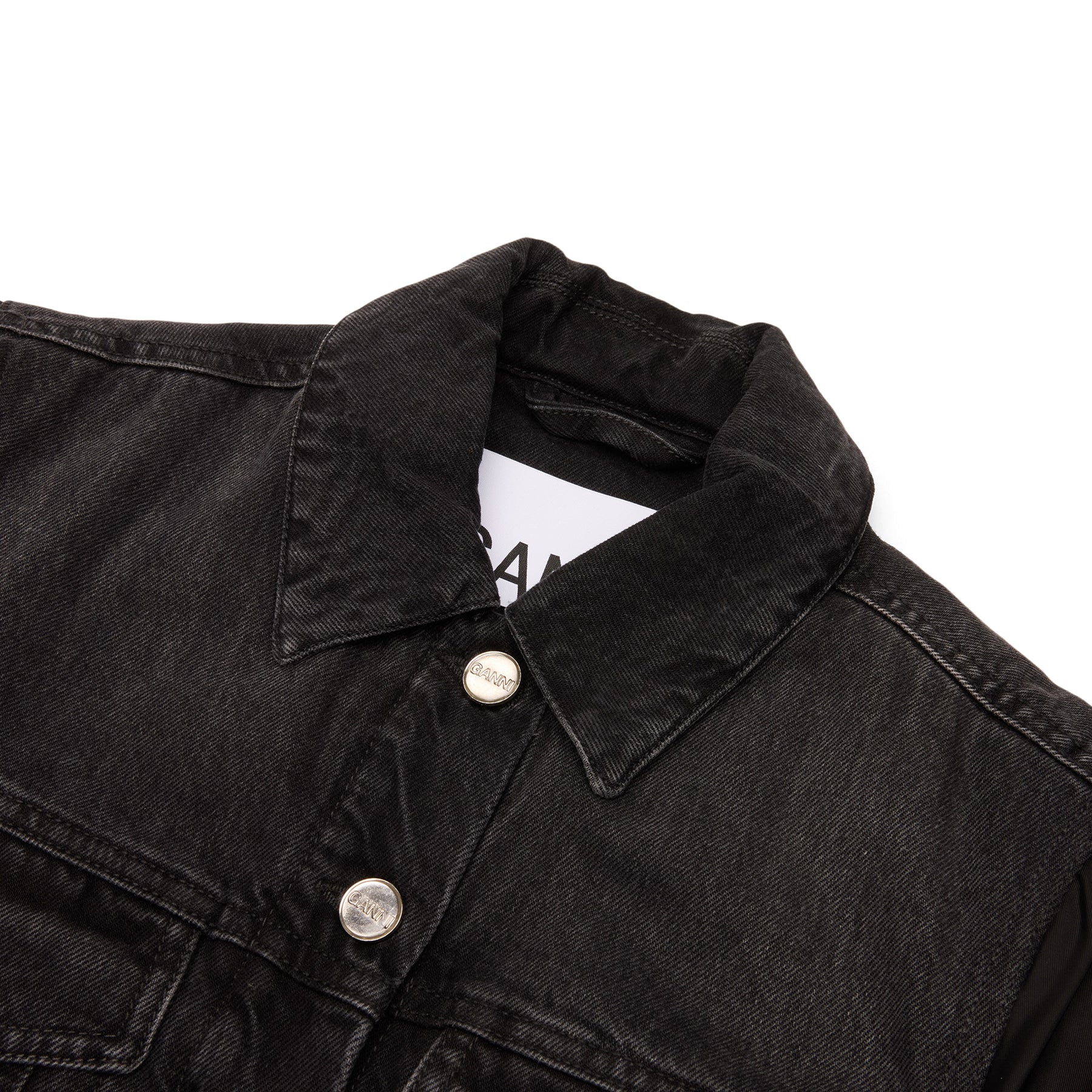 GANNI Rigid Denim Jacket (Black Washed) Top