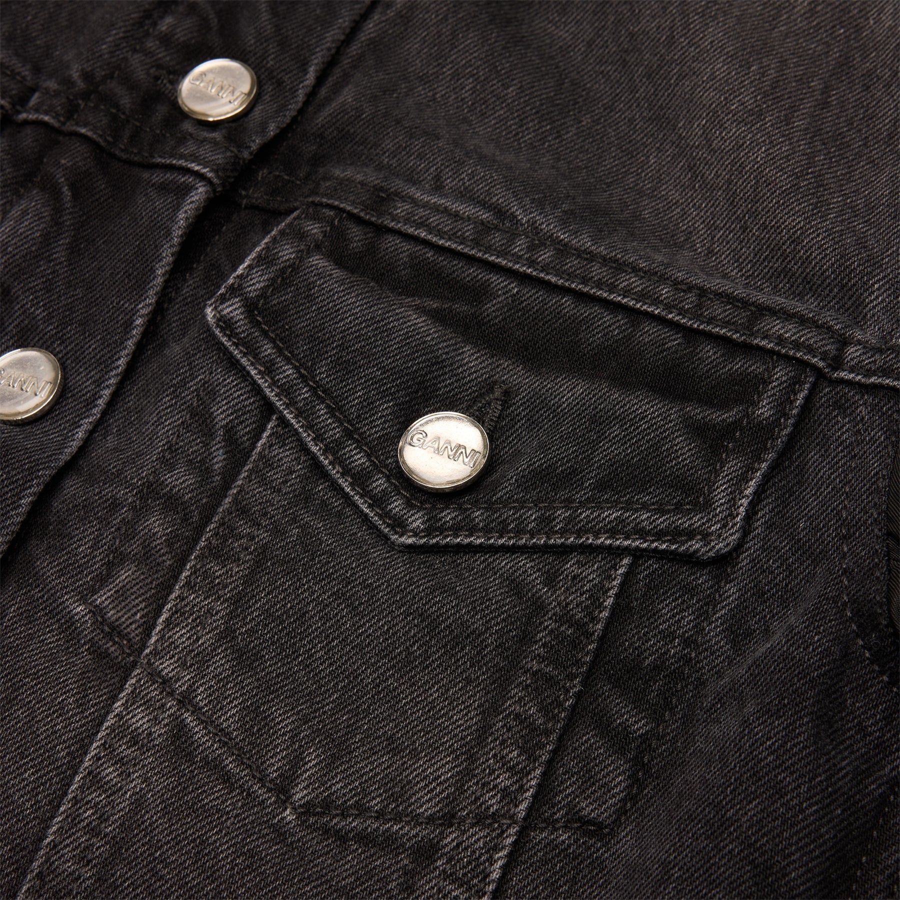 GANNI Rigid Denim Jacket (Black Washed) Top