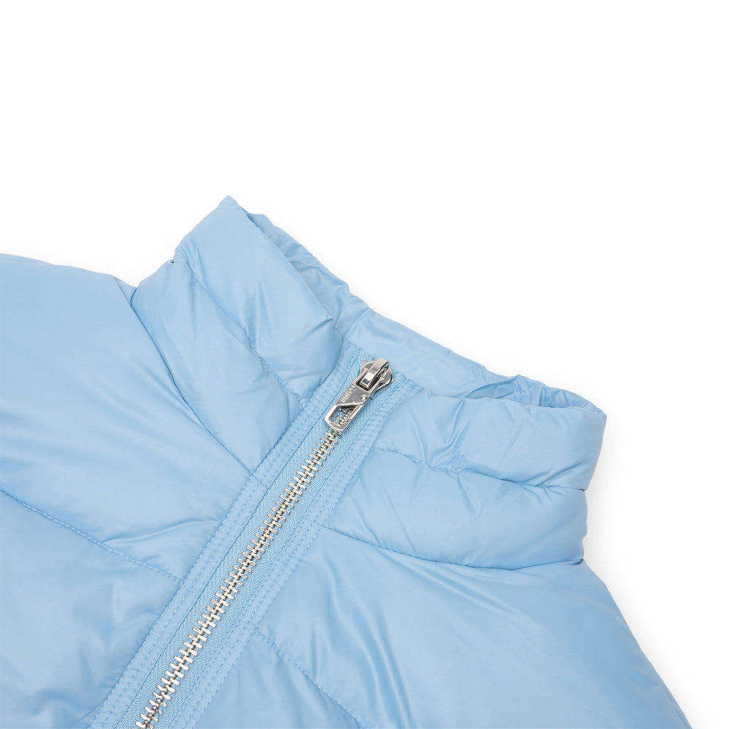 GANNI Shiny Nylon Short Puffer Jacket (Blissful Blue) Top