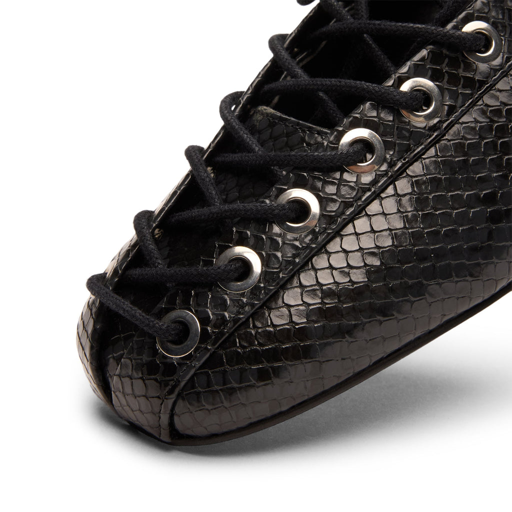 ganni-eyelets-lace-up-ballerina-snake-black-oyster  Footwear