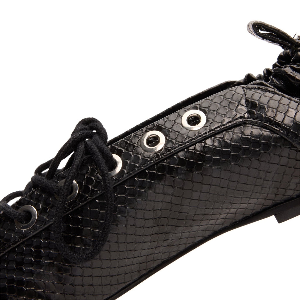 ganni-eyelets-lace-up-ballerina-snake-black-oyster  Footwear