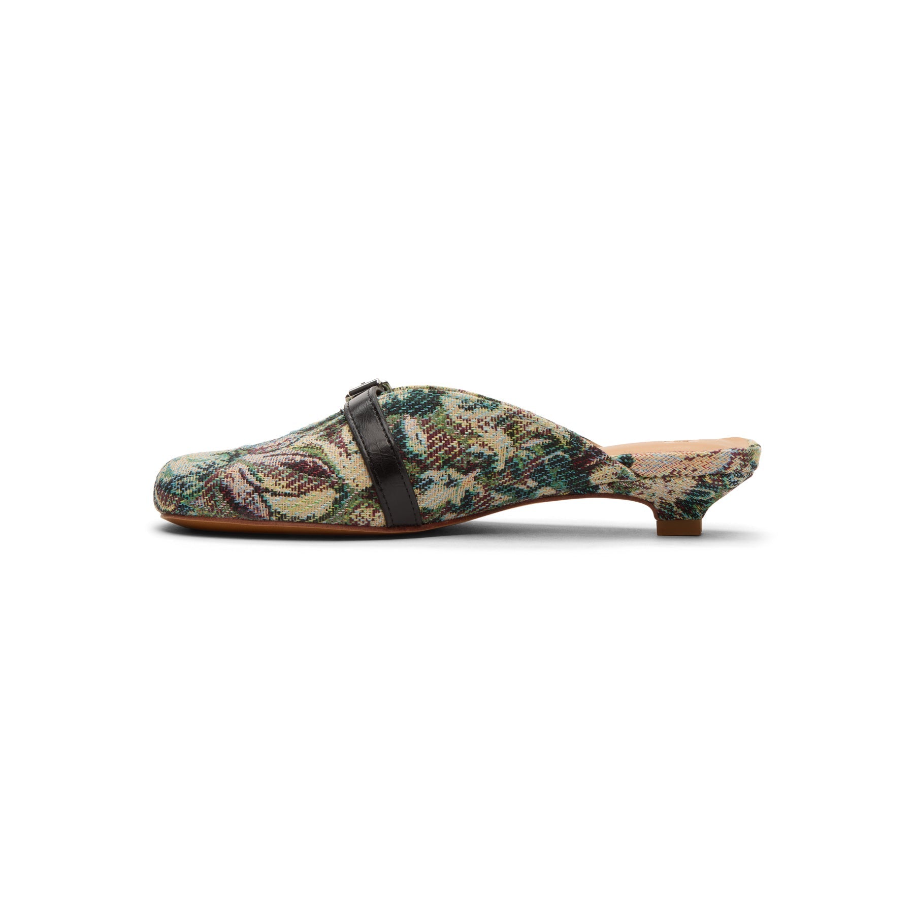 ganni-sue-kitten-heel-mule-tapestry-jadeite  Footwear