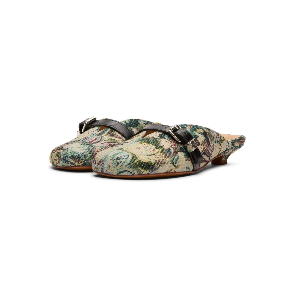 ganni-sue-kitten-heel-mule-tapestry-jadeite  Footwear
