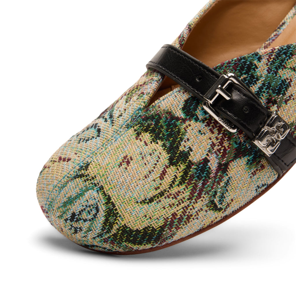 ganni-sue-kitten-heel-mule-tapestry-jadeite  Footwear