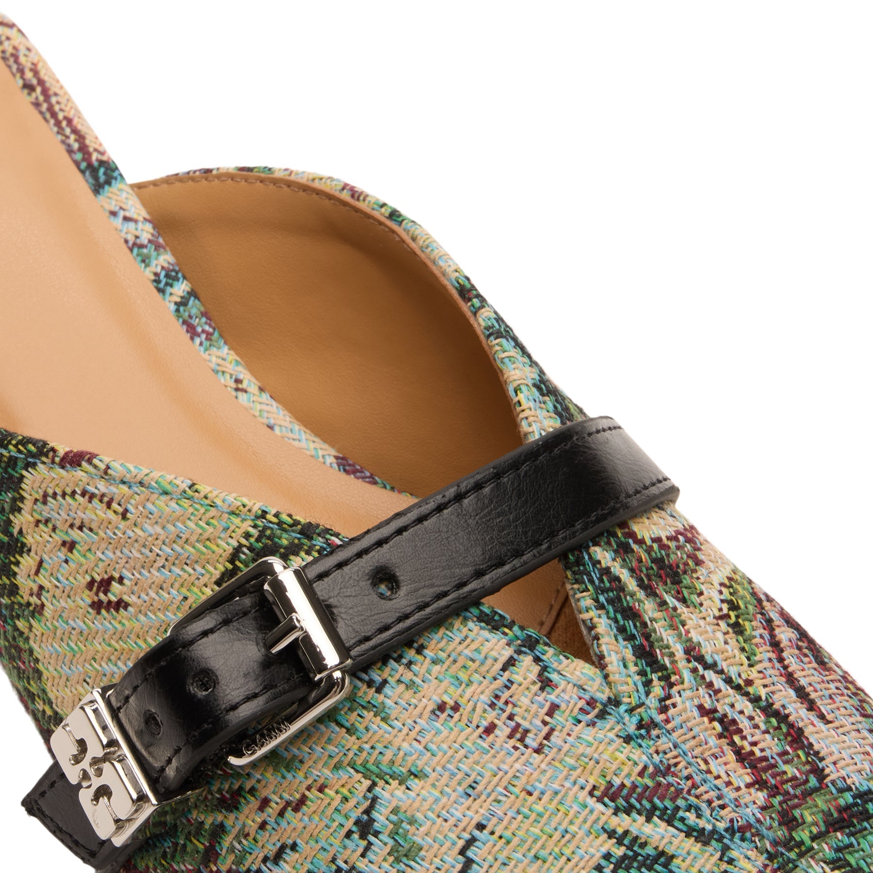 ganni-sue-kitten-heel-mule-tapestry-jadeite  Footwear