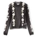 GANNI Sheer Flower Crochet Turtleneck (Black) Top