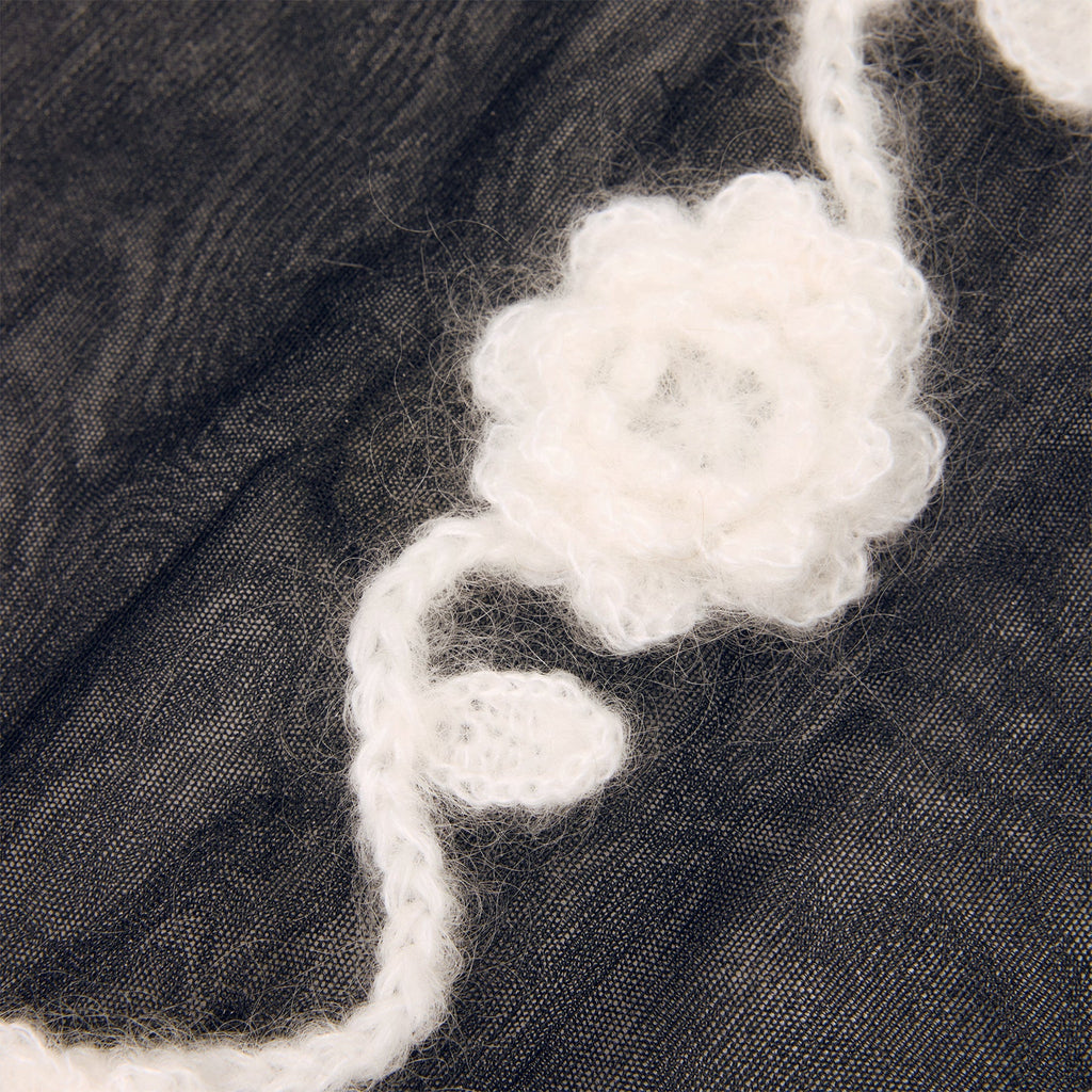 GANNI Sheer Flower Crochet Turtleneck (Black) Top