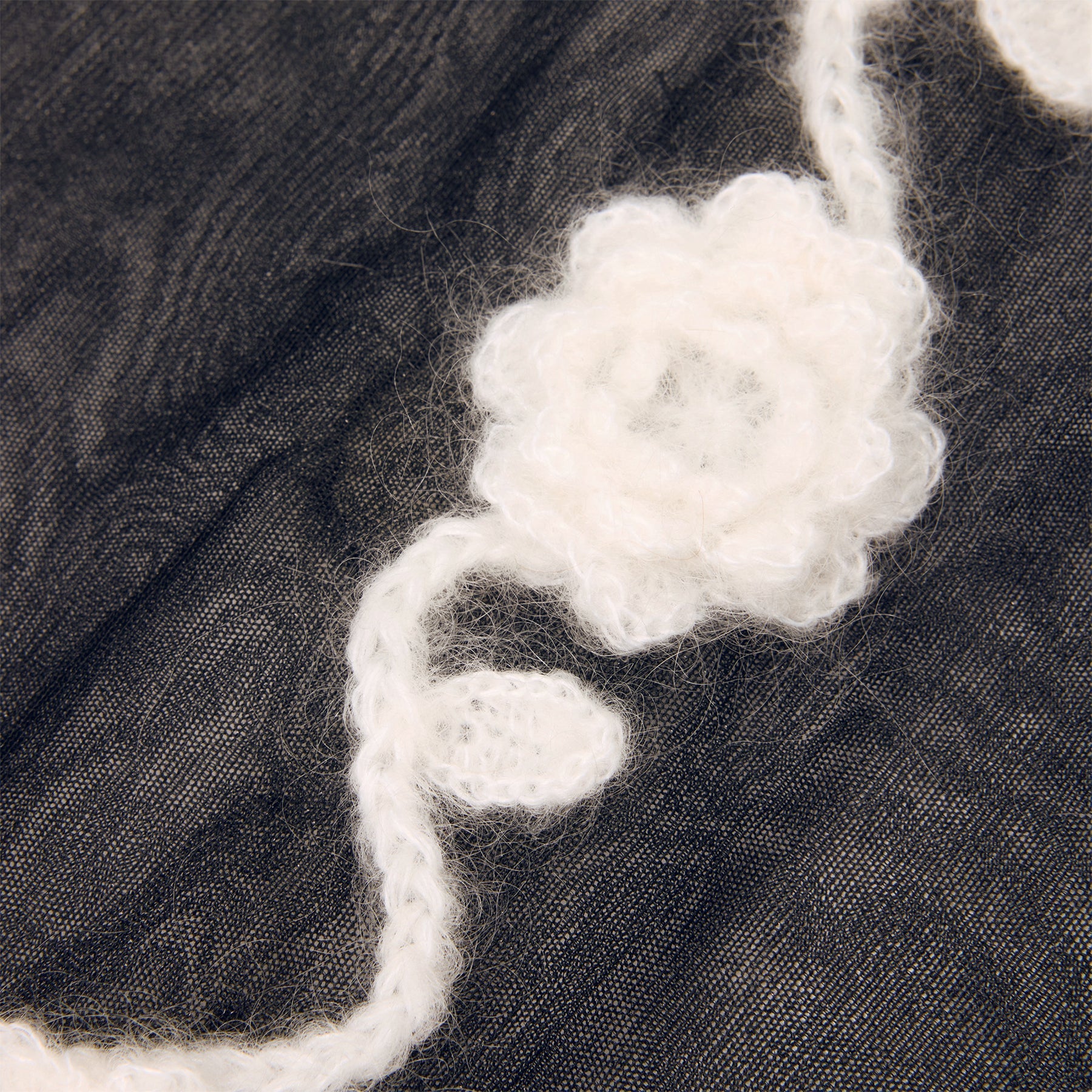 GANNI Sheer Flower Crochet Turtleneck (Black) Top