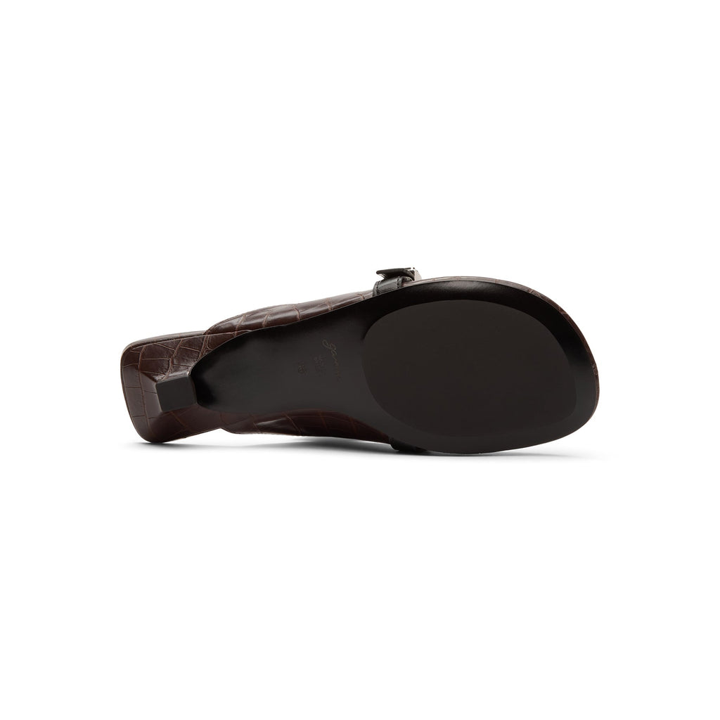 ganni-sue-kitten-heel-mule-croco-chocolate-fondant  Footwear