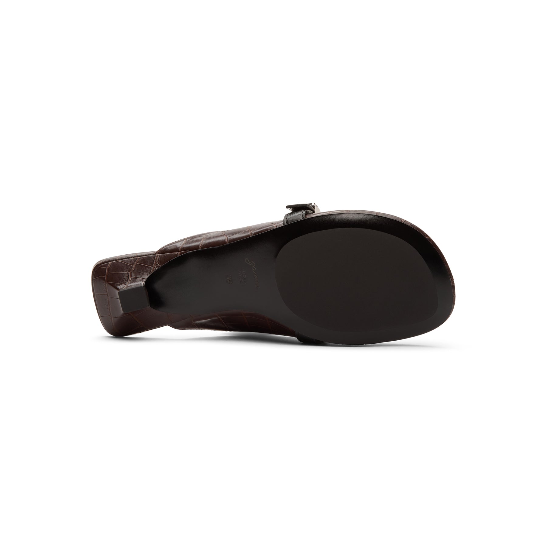 ganni-sue-kitten-heel-mule-croco-chocolate-fondant  Footwear