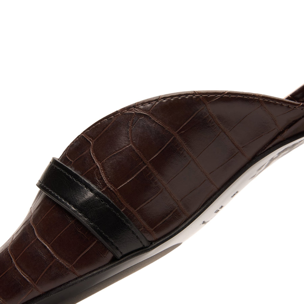 ganni-sue-kitten-heel-mule-croco-chocolate-fondant  Footwear