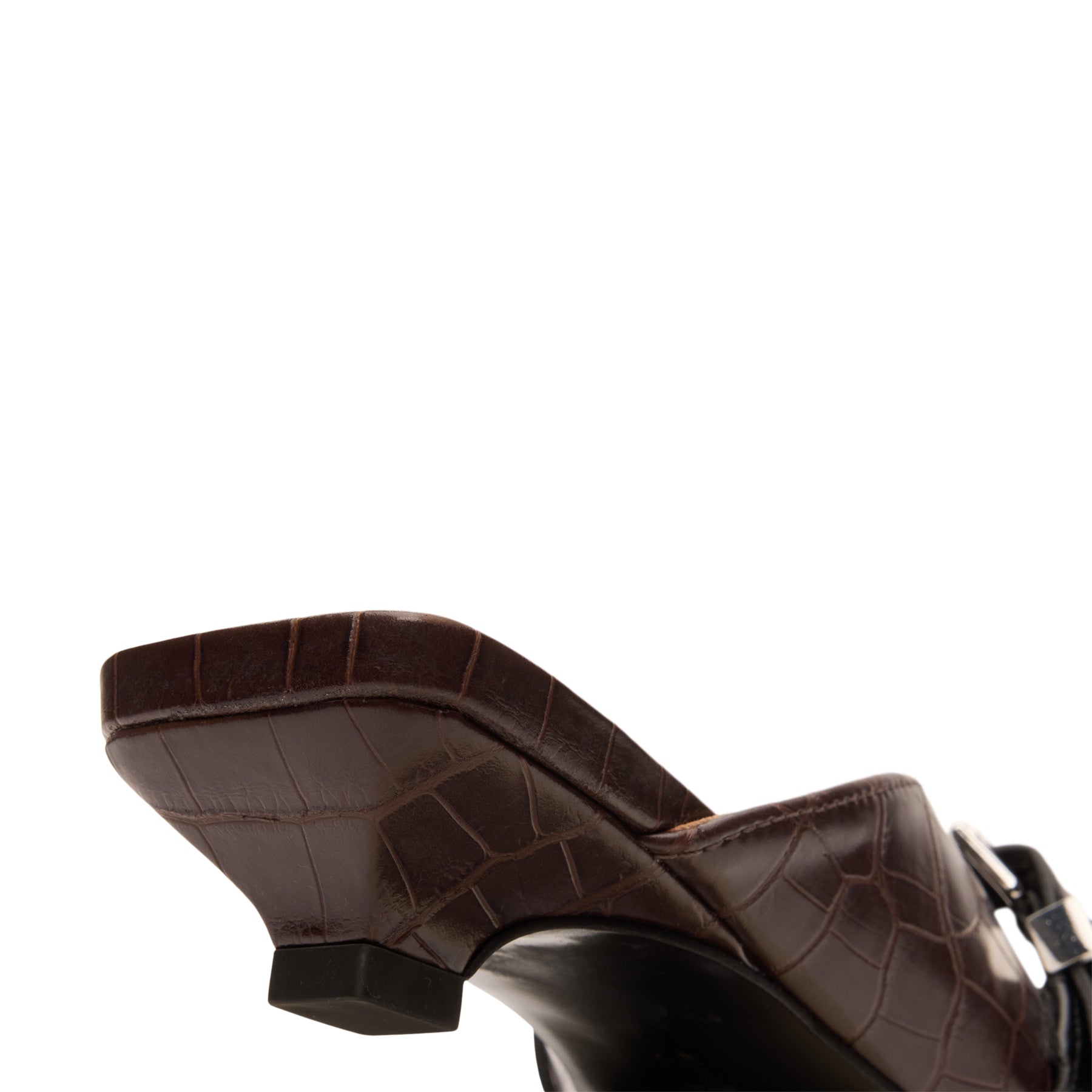 ganni-sue-kitten-heel-mule-croco-chocolate-fondant  Footwear