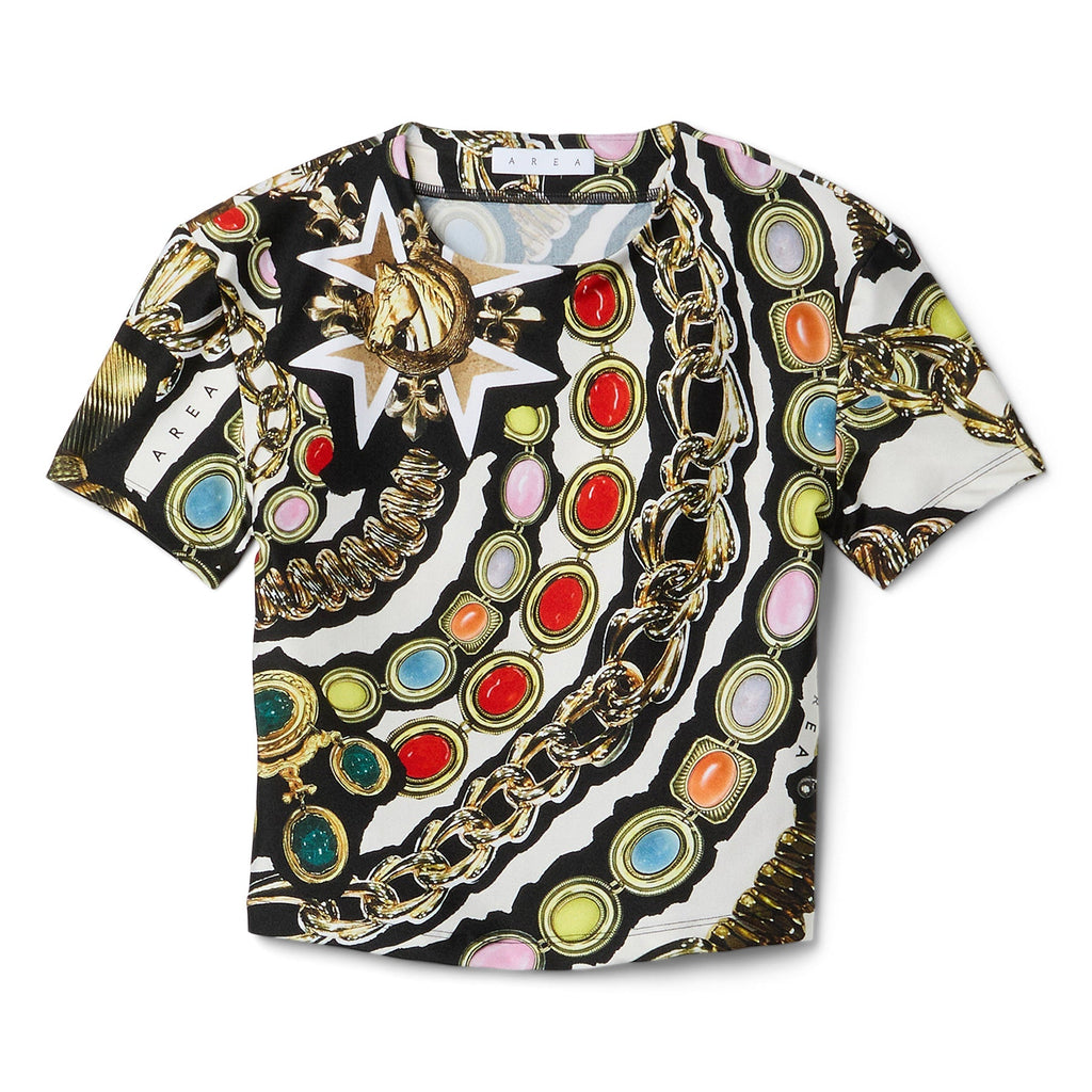 AREA Gemstone Chain Printed Cropped T-Shirt (Multi) Top