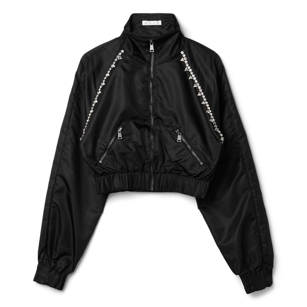 AREA Crystal Trim Track Jacket (Black) Top