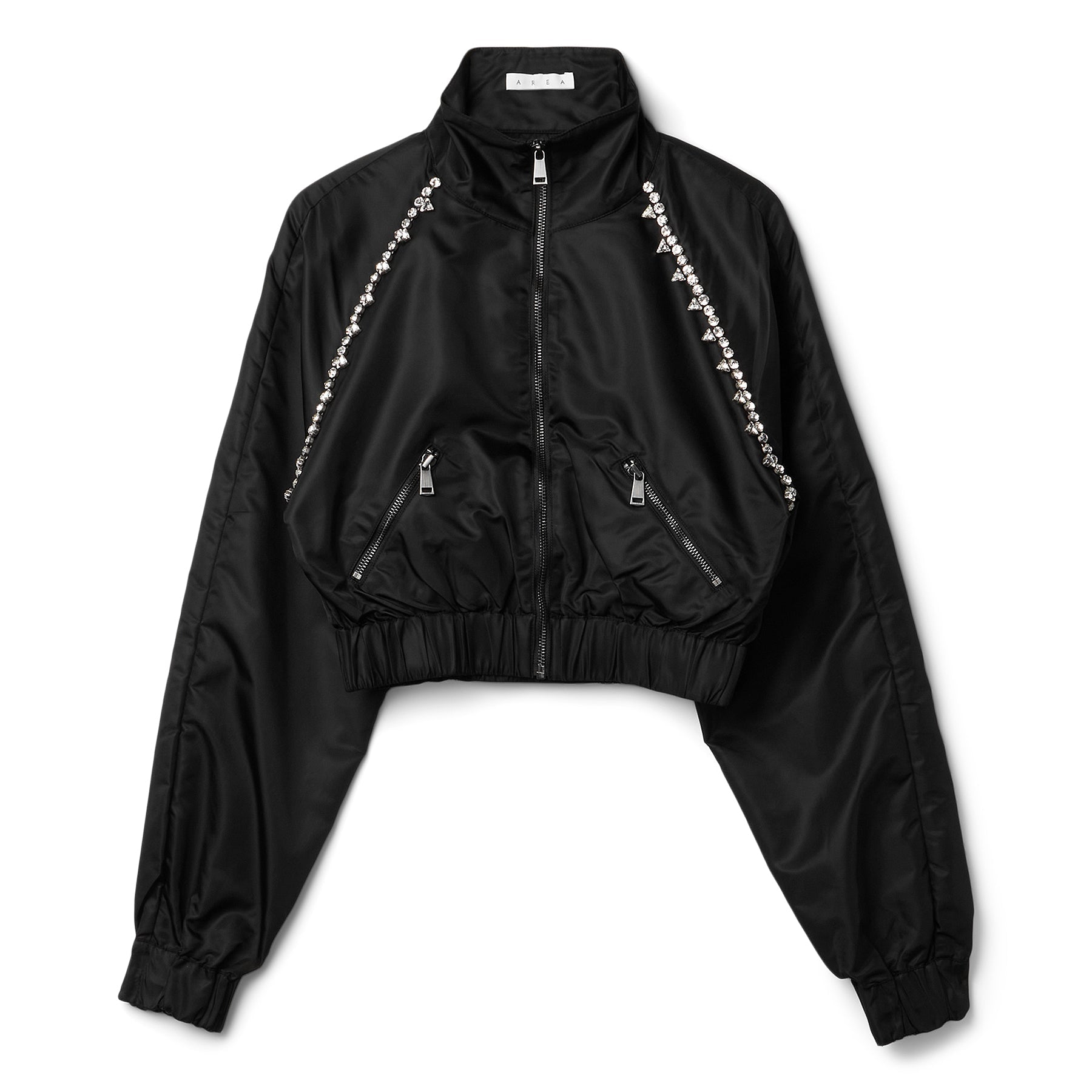 AREA Crystal Trim Track Jacket (Black) Top