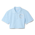 AREA Crystal Heart Cutout Cropped Polo (Baby Blue)Top