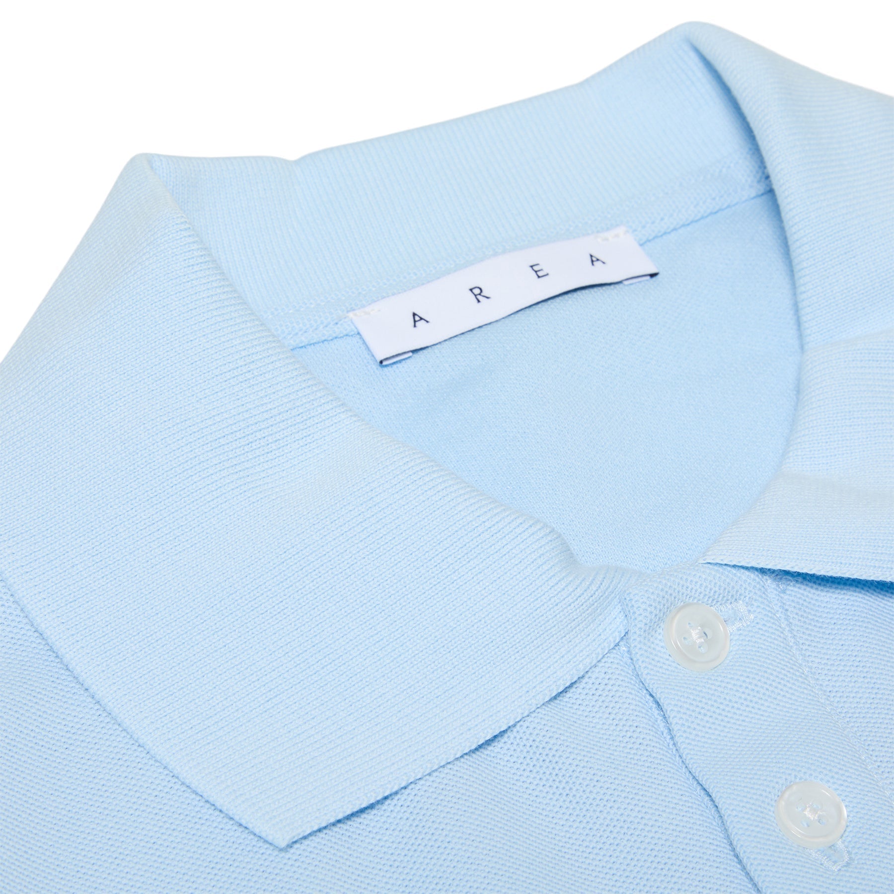 AREA Crystal Heart Cutout Cropped Polo (Baby Blue)Top