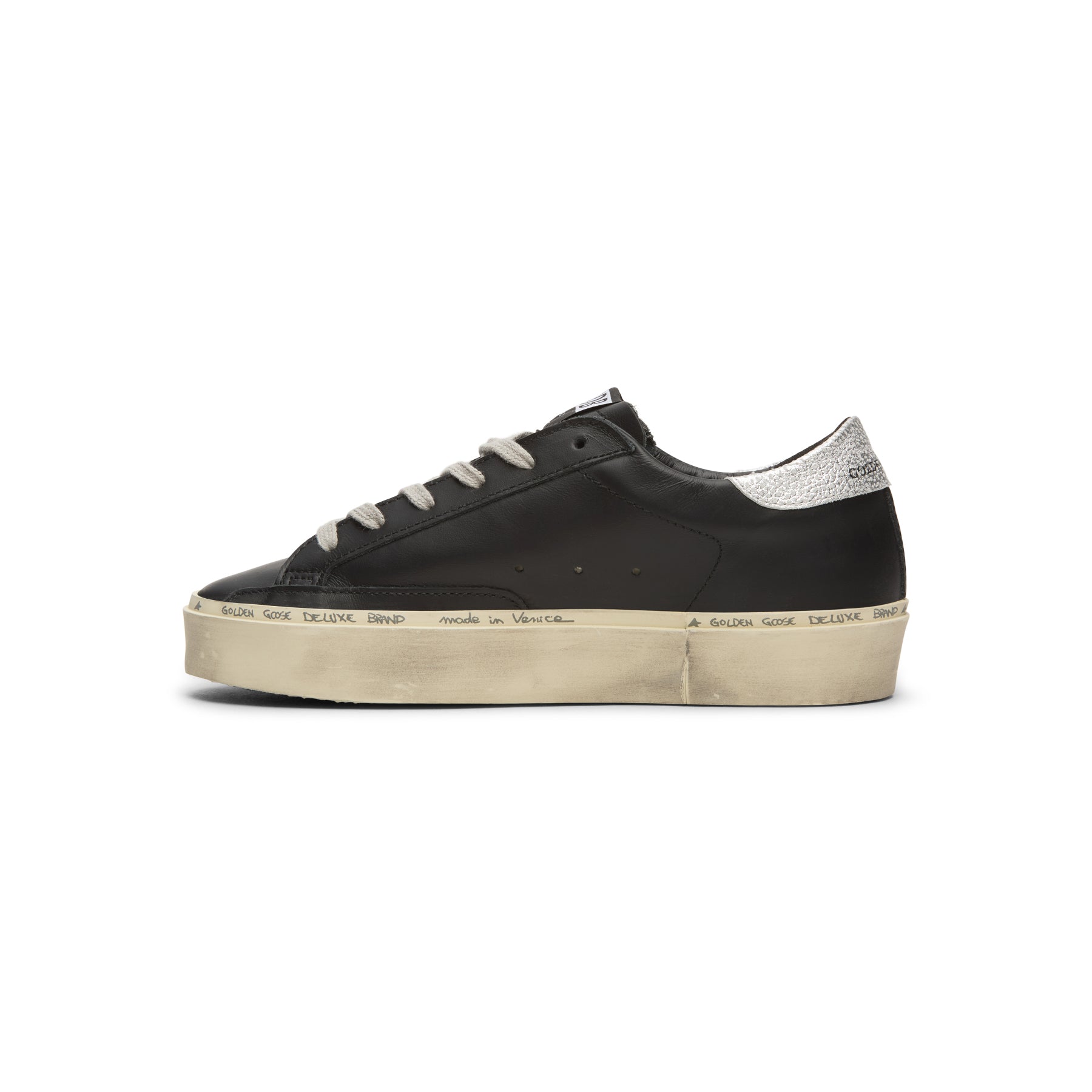 golden-goose-hi-star-leather-upper-laminated-star-black-silver  Footwear