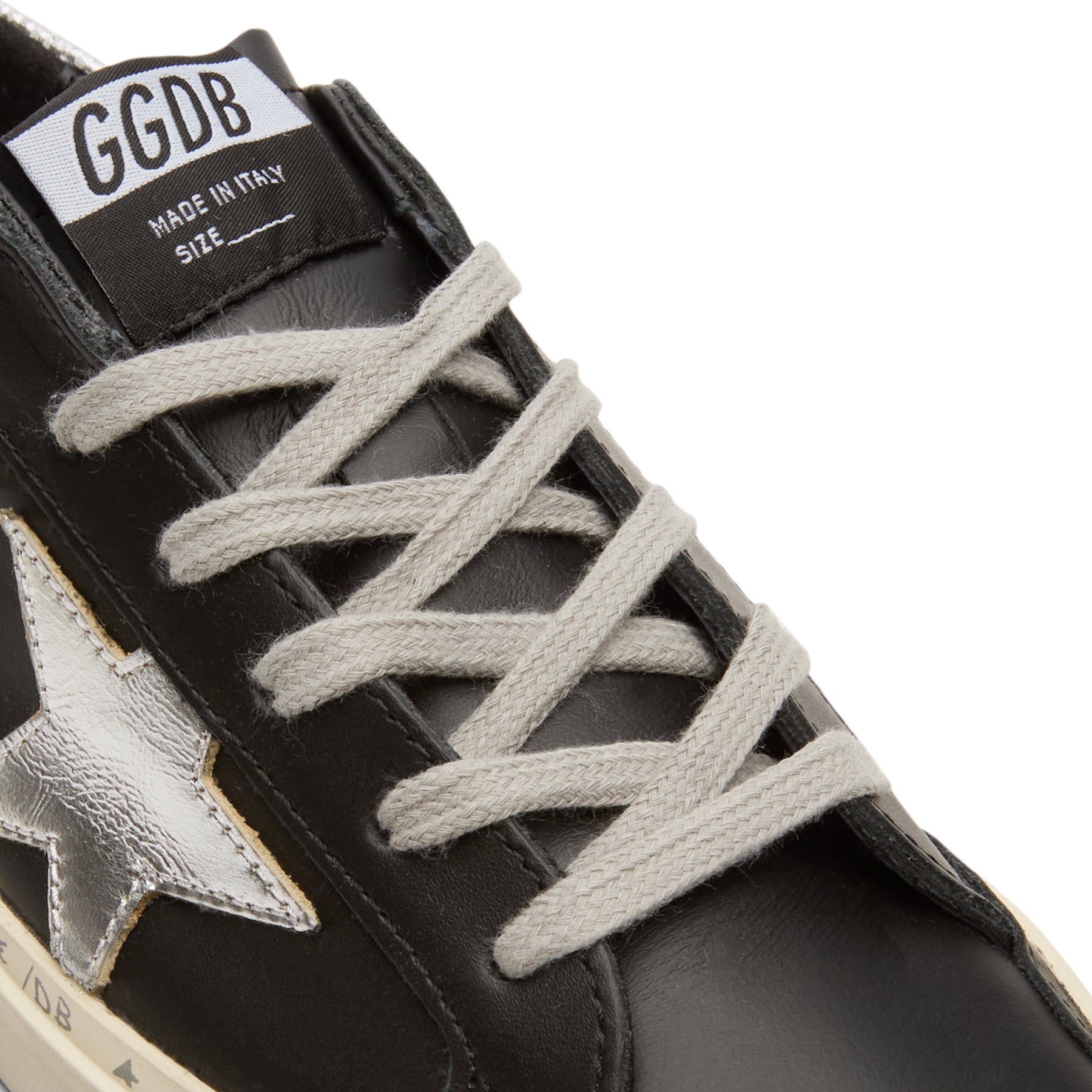 golden-goose-hi-star-leather-upper-laminated-star-black-silver  Footwear