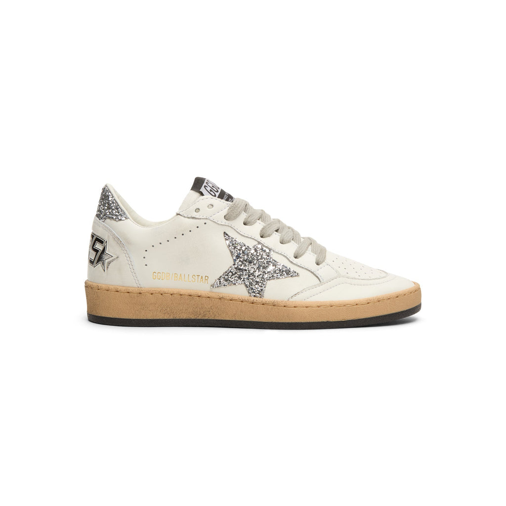 golden-goose-ballstar-nappa-upper-and-spur-glitter-white-silver  Footwear