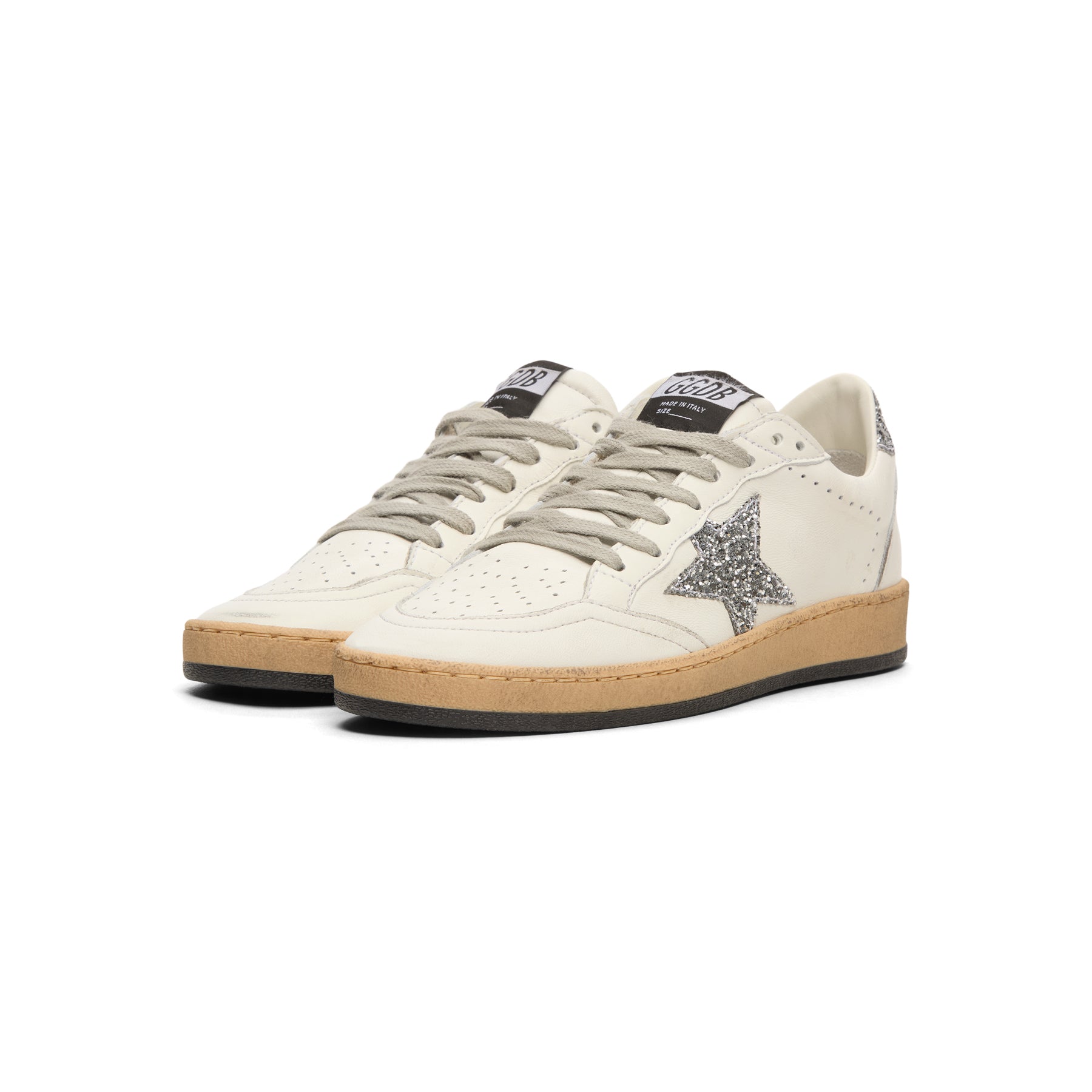 golden-goose-ballstar-nappa-upper-and-spur-glitter-white-silver  Footwear