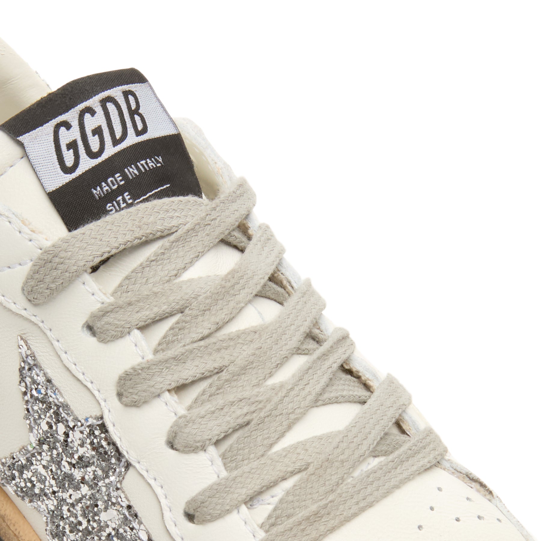 golden-goose-ballstar-nappa-upper-and-spur-glitter-white-silver  Footwear
