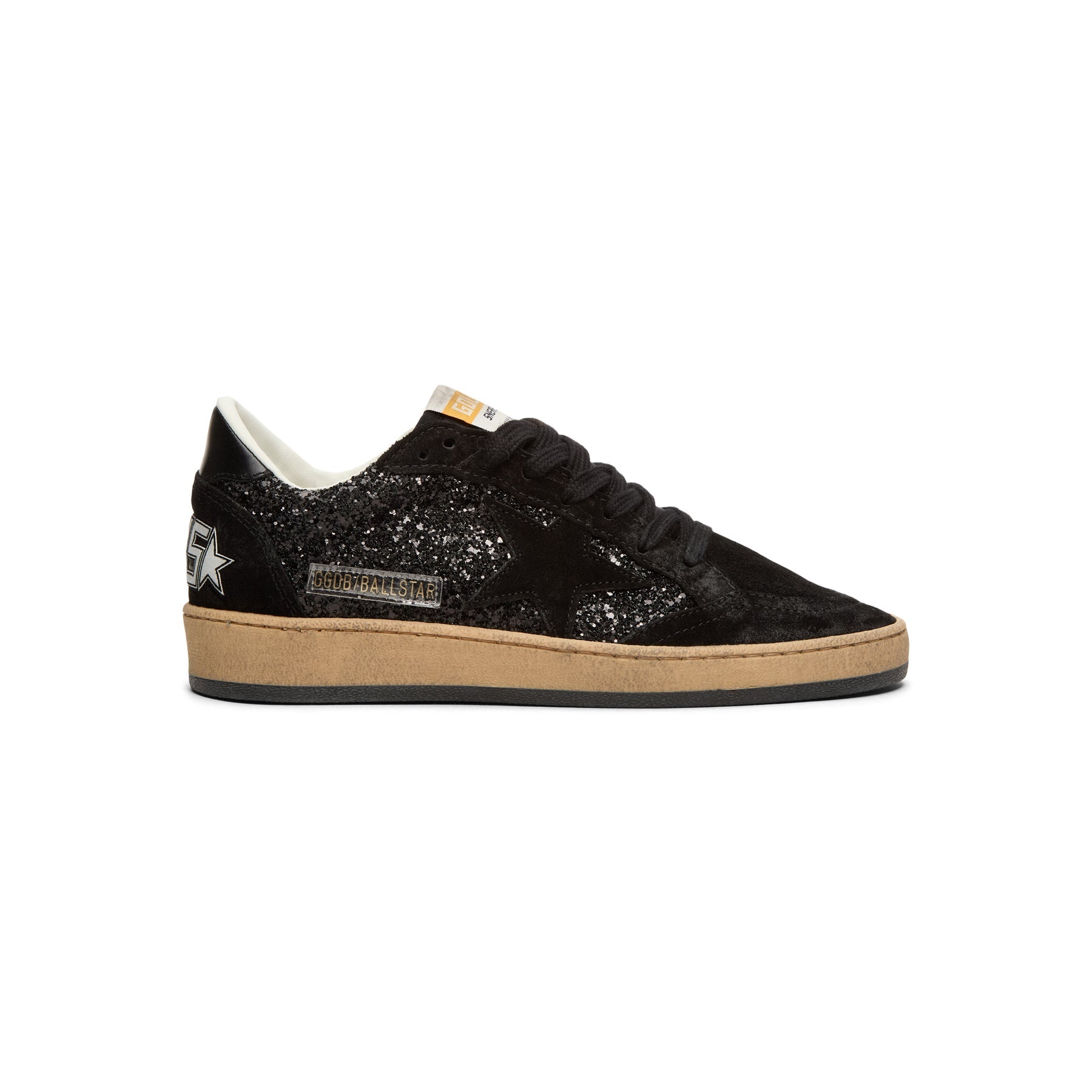 golden-goose-ballstar-glitter-upper-nylon-tongue-suede-black  Footwear