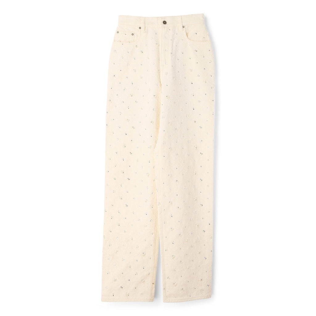 Golden Goose Crystal Beaded Denim Pant (Off White) Trousers