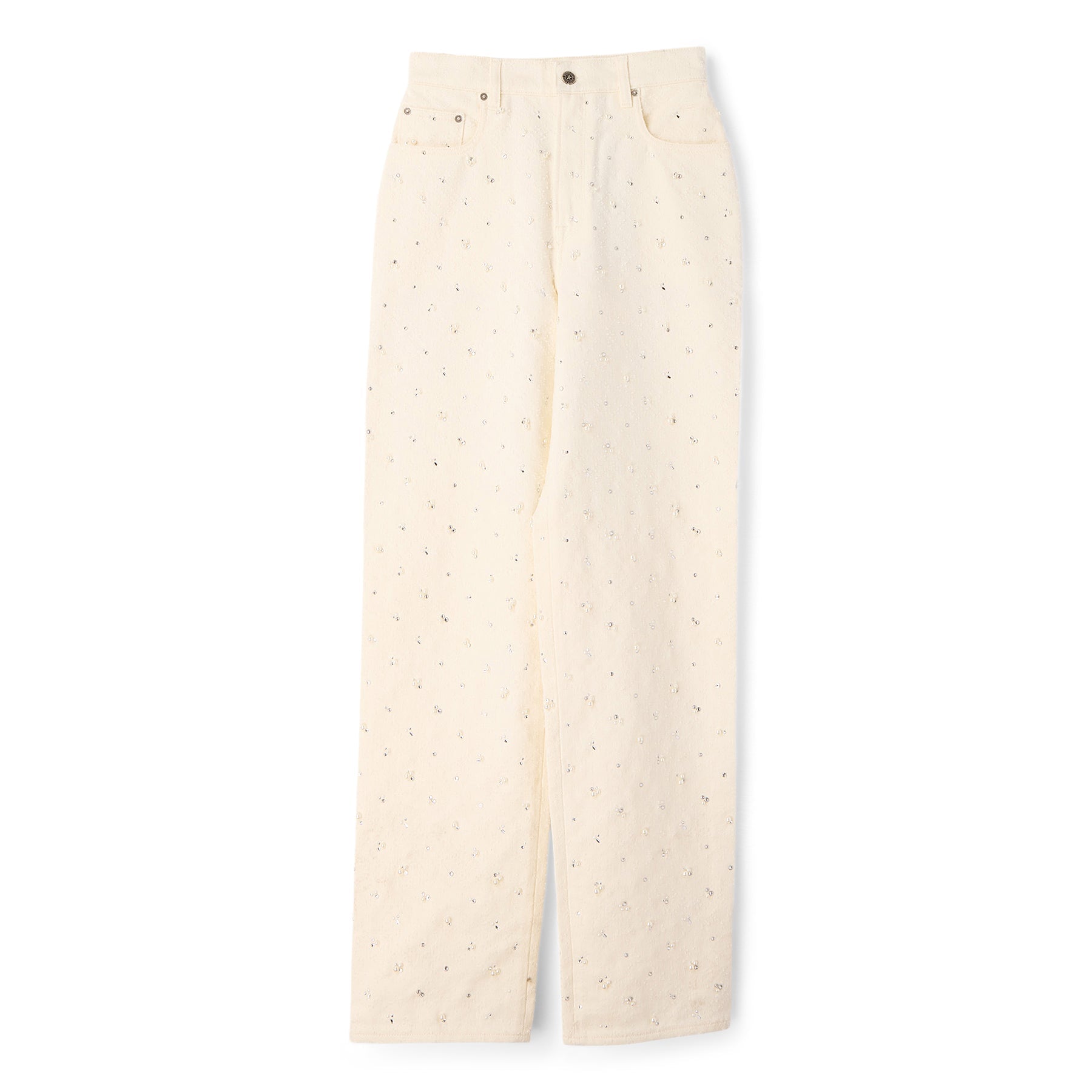 Golden Goose Crystal Beaded Denim Pant (Off White) Trousers