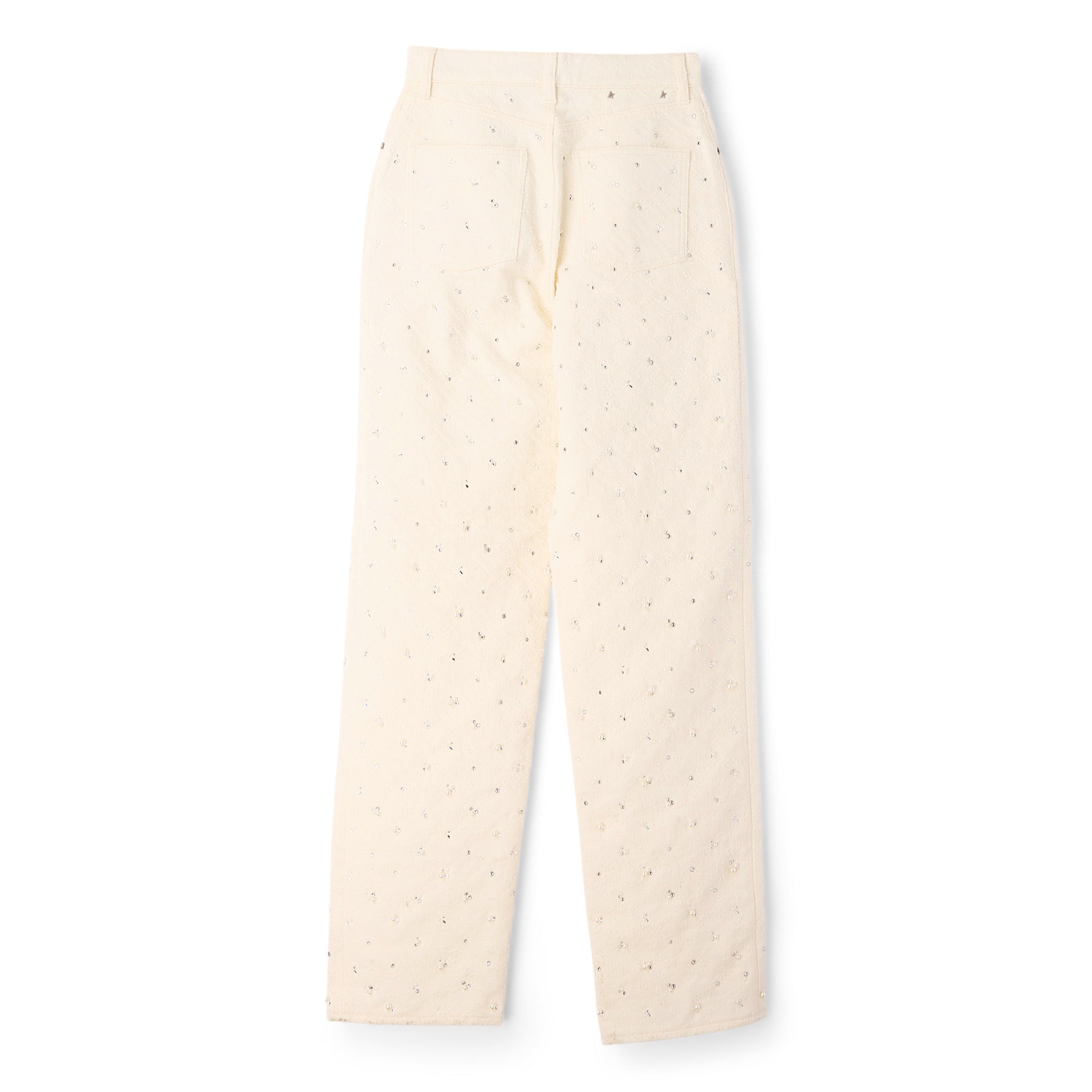 Golden Goose Crystal Beaded Denim Pant (Off White) Trousers