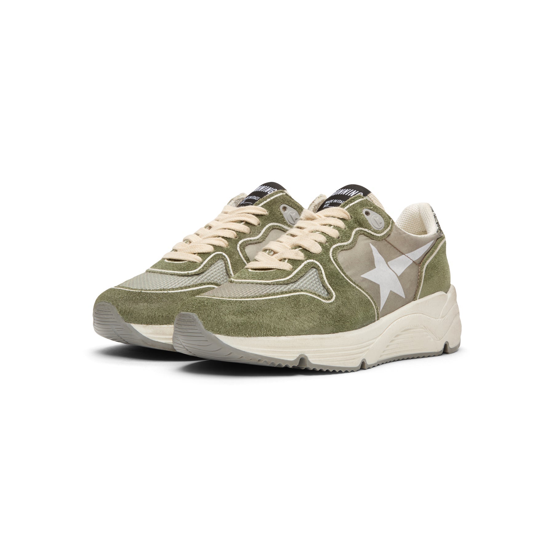 golden-goose-running-green-silver  Footwear