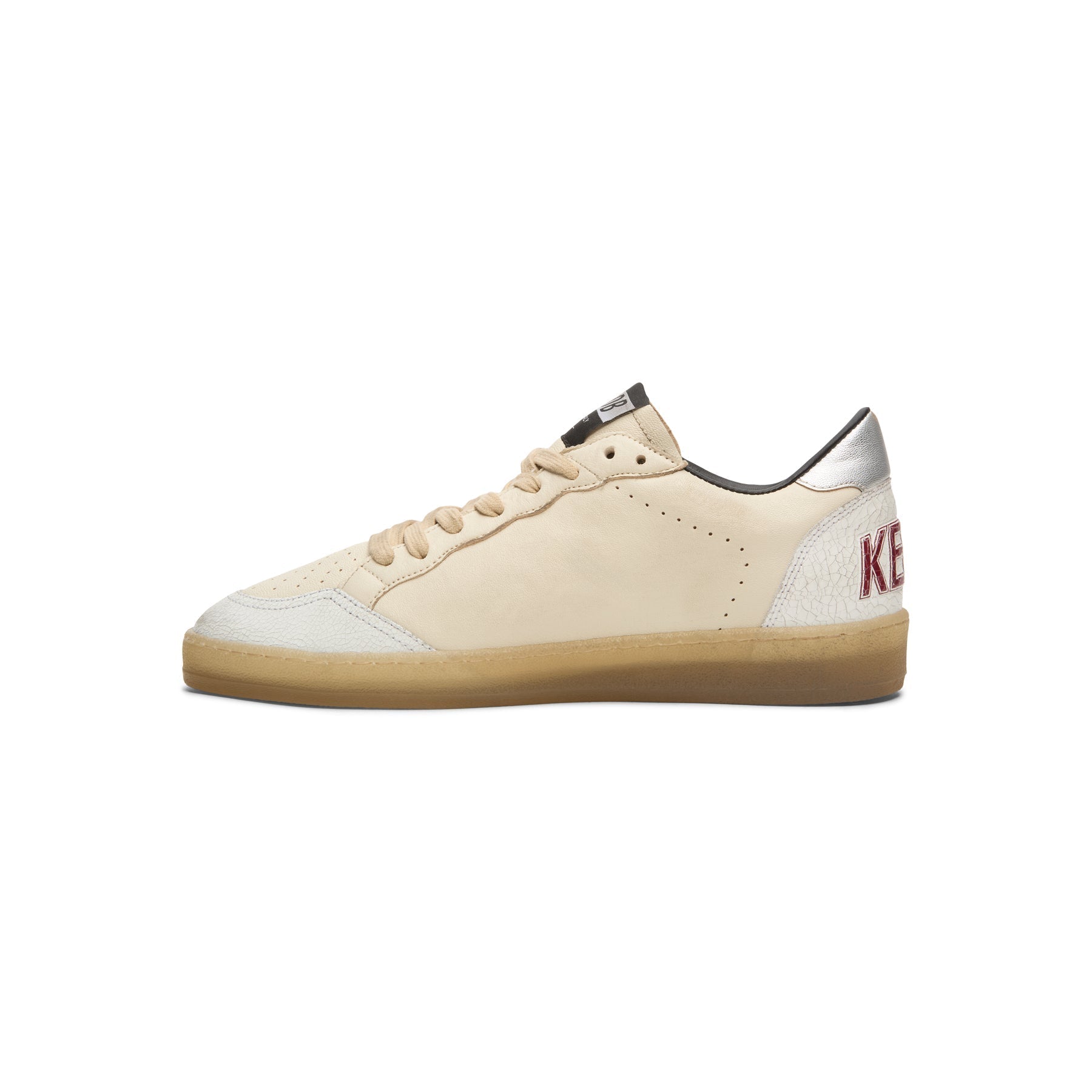 golden-goose-ballstar-nappa-upper-and-tongue-crack-butter-beige-white-red-silver  Footwear