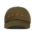 MARNI Embroidered Logo Organic Gabardine Baseball Cap (Deep Sage) Hats