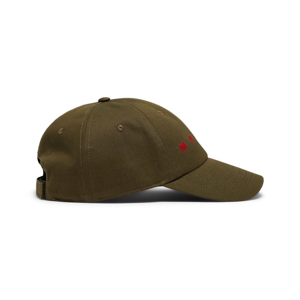 MARNI Embroidered Logo Organic Gabardine Baseball Cap (Deep Sage) Hats
