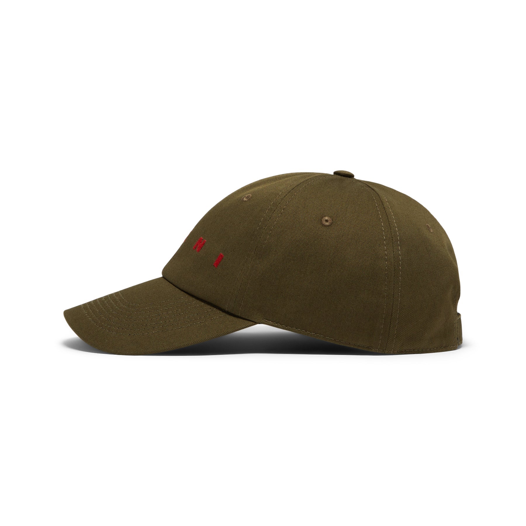 MARNI Embroidered Logo Organic Gabardine Baseball Cap (Deep Sage) Hats