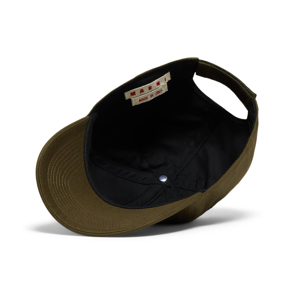 MARNI Embroidered Logo Organic Gabardine Baseball Cap (Deep Sage) Hats